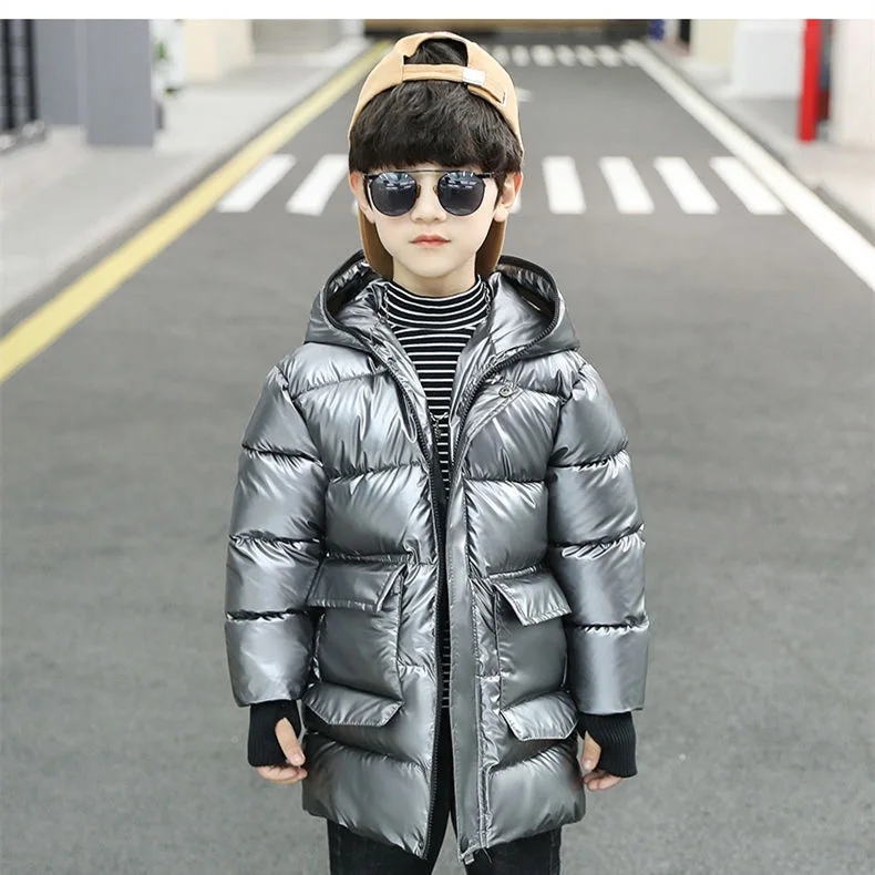 Kids Winter Jacket For Boy Children\'S Outerwear Fashion Thick Long Coats Girls Hooded Snowsuit Children Glasses Overcoat Parkas