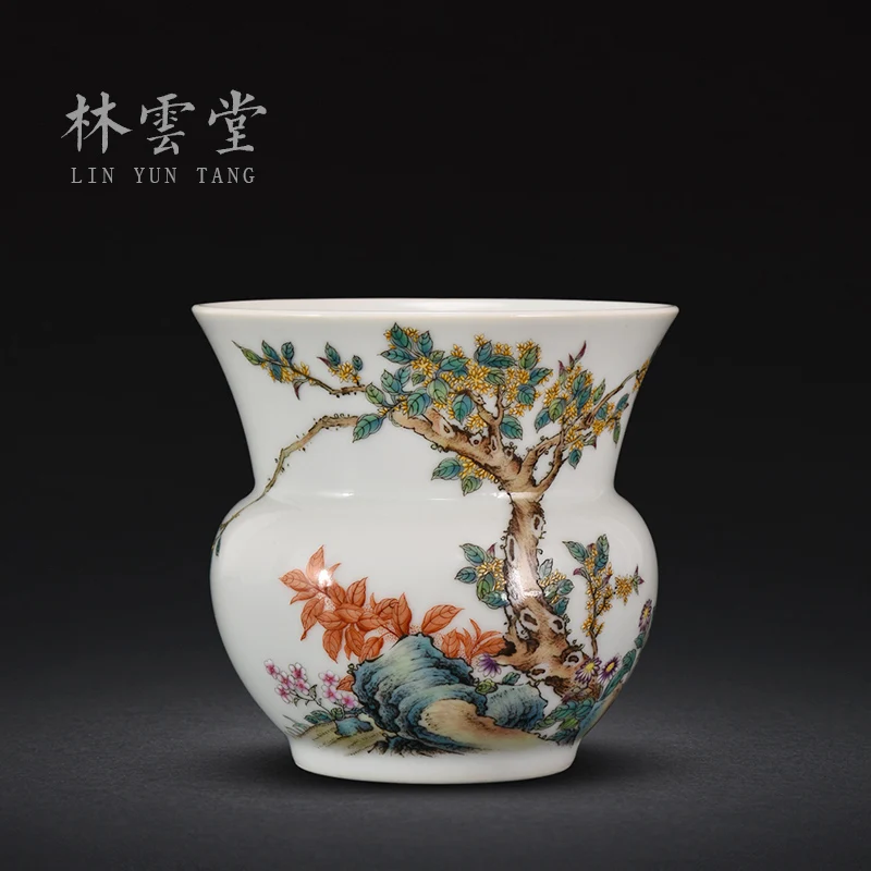 toad palace laurel powder color slag bucket tea slag jar Jingdezhen handmade ceramic tea ceremony ornaments