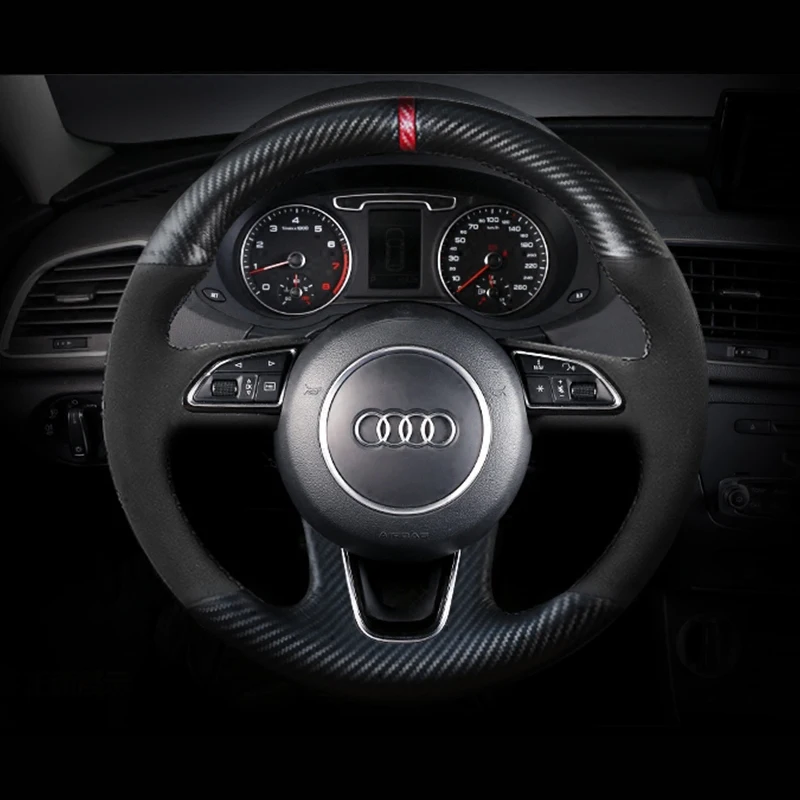 

Suitable for Audi A6L Q5 Q3 A4L Q7 A8L hand-sewn steering wheel cover carbon fiber grip cover