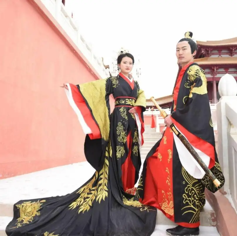 High-end Personage customization Standard Chinese style wedding Hanfu Costume Ancient Royal Couple apparel Emperor Queen Clothes