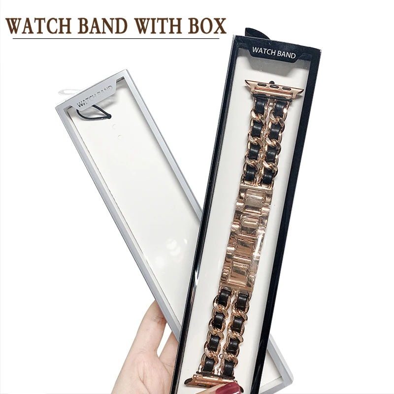 Stainless Steel luxury Strap For Apple Watch 6 5 4 3 Band 38mm 42mm Bracelet for iWatch series 5 4 3/1 40mm 44mm strap with box