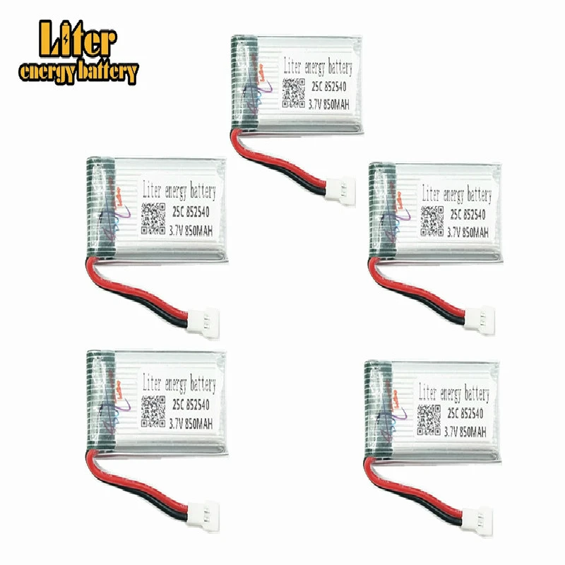 

5pcs 3.7v 850mah 852540 Battery Lipo Battery for Syma X5C-1 X5C X5 X5SC X5SW X6SW H9D H5C Drone Parts RC Drones Quadcopter