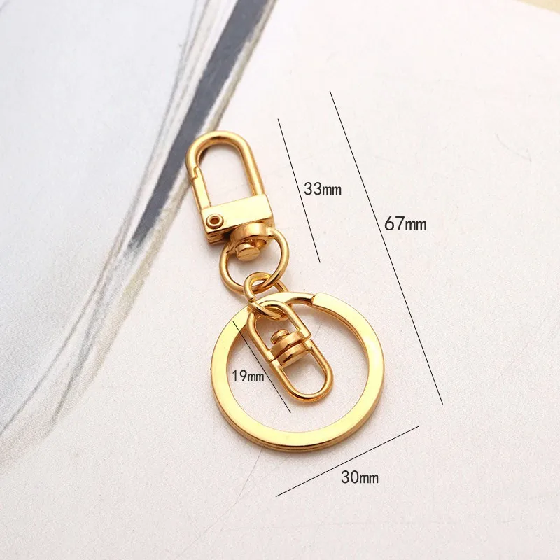 5pcs/lot 30mm Key Ring Long 67mm Popular Classic 3 Colors Plated Lobster Clasp Key Hook Chain Jewelry Making for Keychain