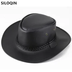 Summer Faux Leather Cowboy Fedoras Panama Wide Brim Camping Fishing Hat Men's Cap 모자 골프용품 땡처리 кепка casquette gorras hombre