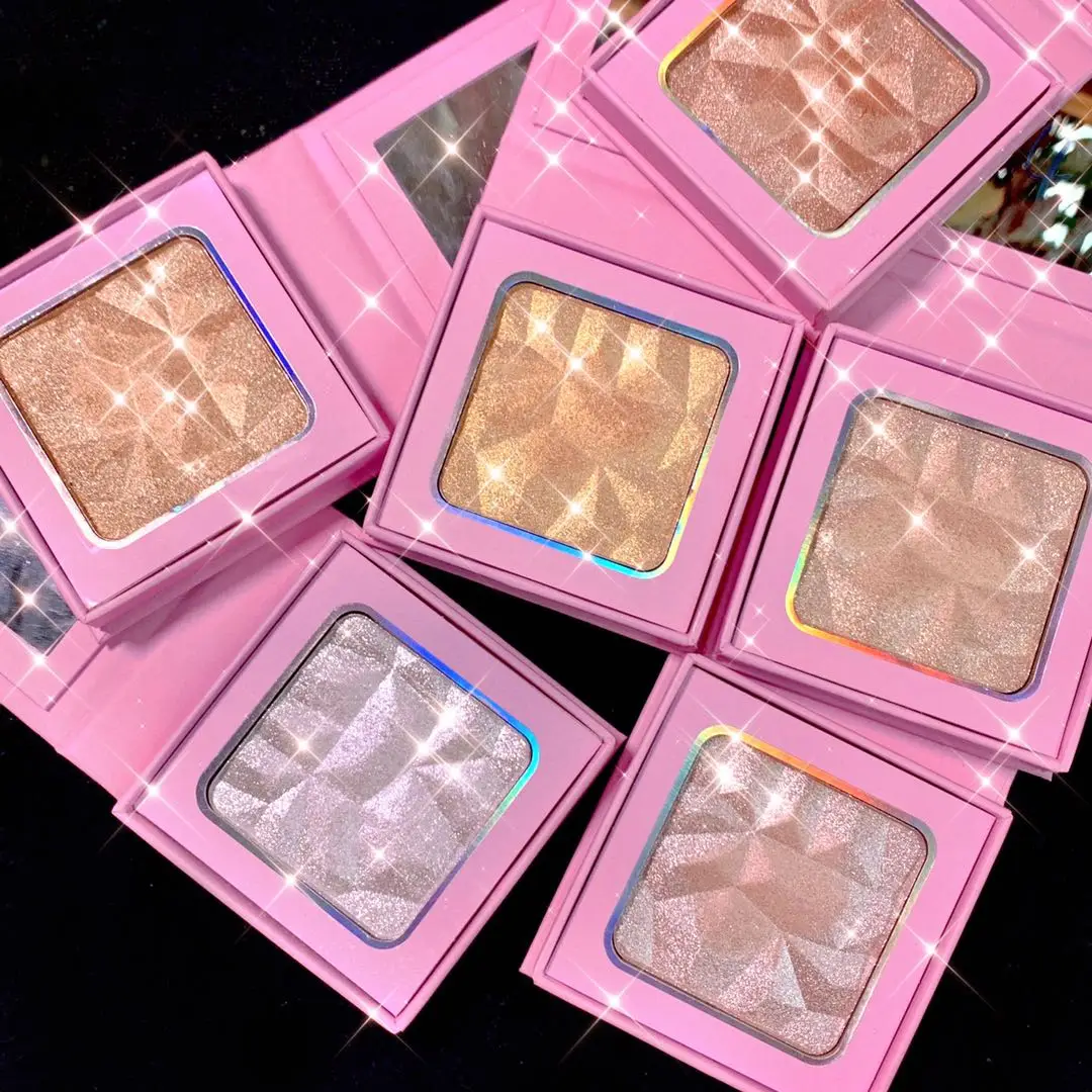 

50pcs Highlighters Makeup Wholesale Private Label Powder Highlighter Palette No Logo Cosmetics Bronzer Glow Face Contour