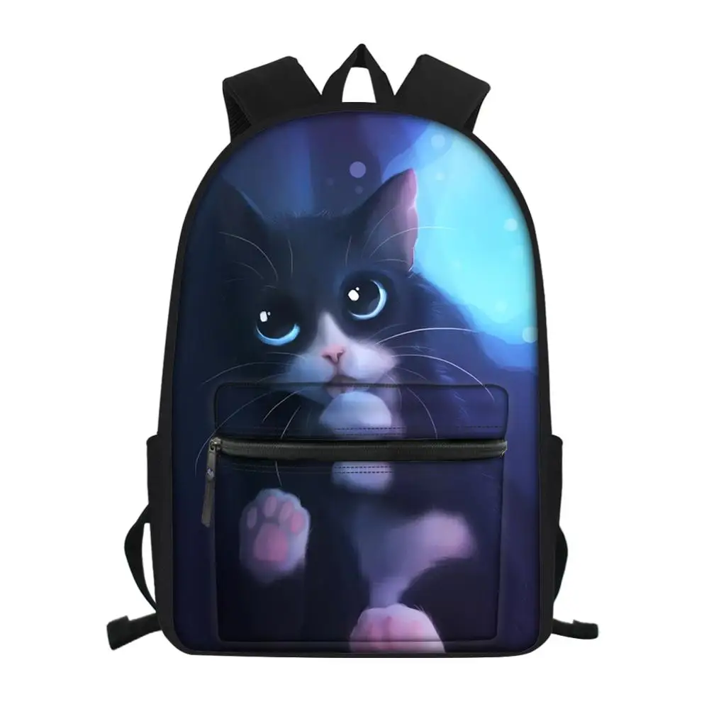 Fashion Children's Little Canvas Backpack Cats Pattern School Bag for Boys Girls Book Bags Cartoon Animal Travel Kids Backpacks