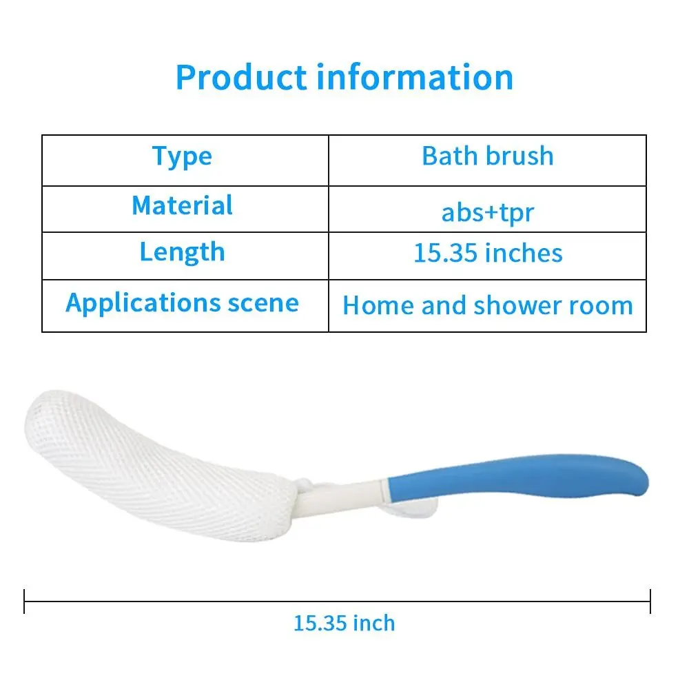 People Bath Sponge Great Ergonomics Suitable For Elderly Silicone Curved Handle Long Anti-Slip Back Scrubber For Shower