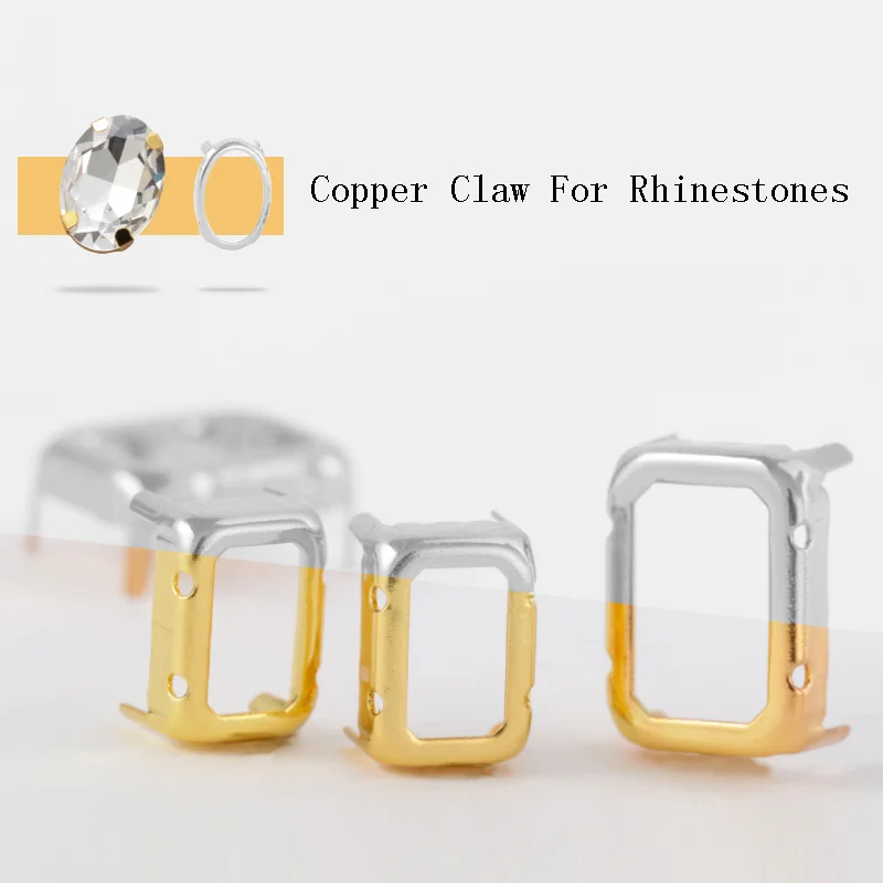 Pipatian 20Pcs High Quality Claw Settings Golden Silver Metal Base Rhinestone Bottom Braceket Gemstone Clip Crystal Claws