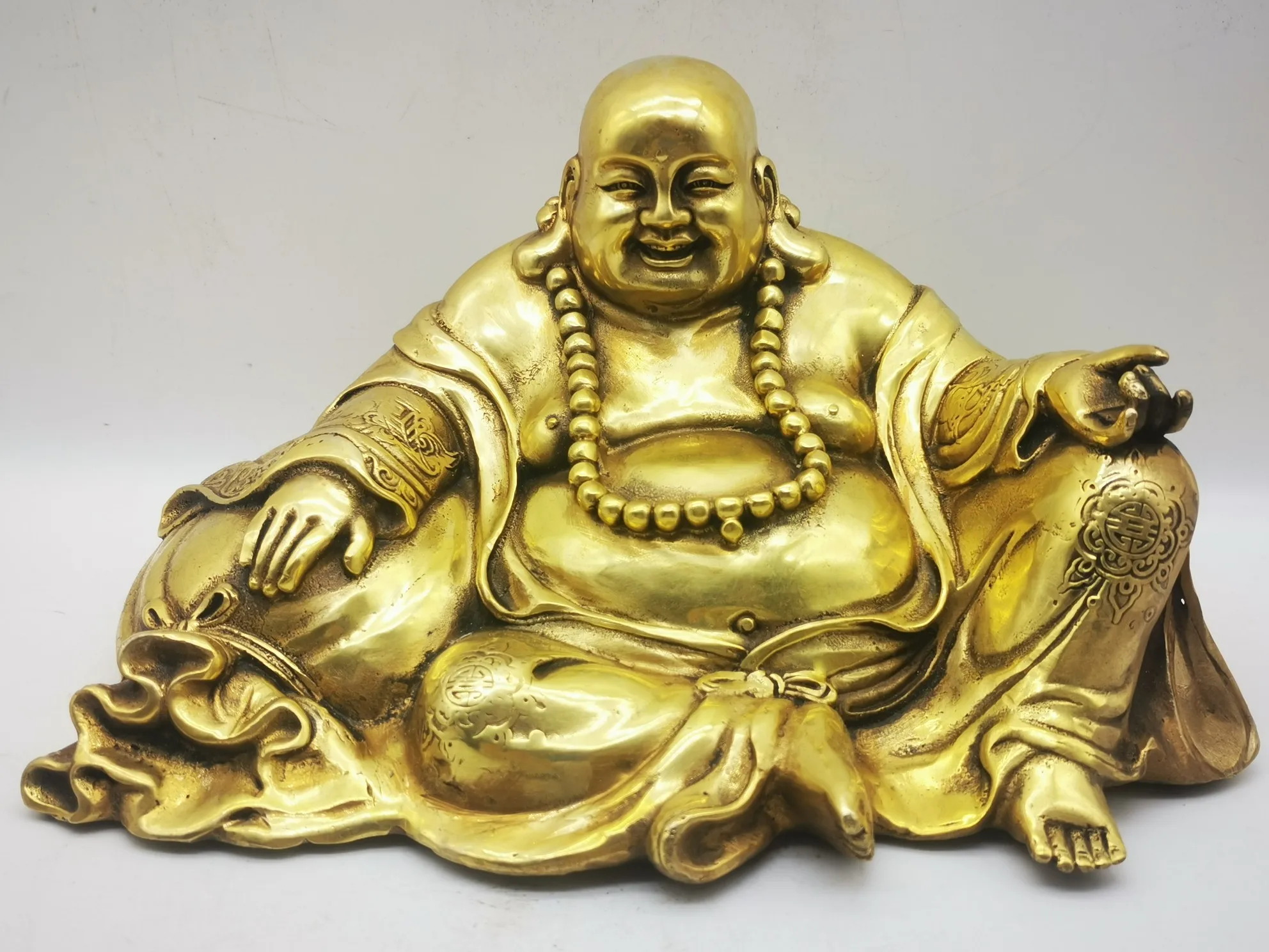 

Antique bronze decorative ornaments with big belly Maitreya Buddha