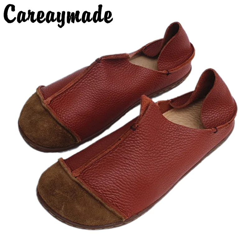 Careaymade-Genuine Leather pure handmade shoes,  the retro art mori girl shoes,Women\'s casual shoes Flats shoes,two way to wear