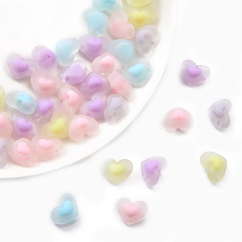 20pcs 17x13x9mm Acrylic Spaced Beads Transparent Heart Beads For Jewelry Making DIY Girl Necklace Earrings Clips Accessories