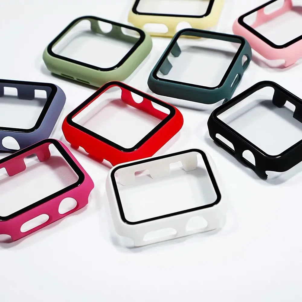 10/Lot Novelty Colors Glass+Bumper Cover For iWatch5 6 38/40/42/44mm Impact Watch Case Full Body Shell Protection