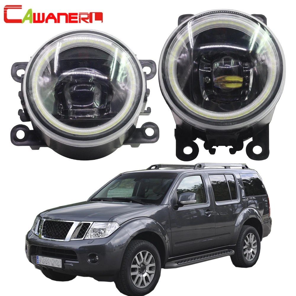 Cawanerl For 2005-2012 Nissan Pathfinder Closed Off-Road Vehicle R51 Car LED Fog Light Angel Eye DRL Daytime Running Light 12V