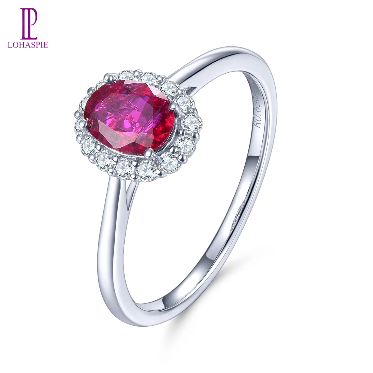 LP Solid 14 K White Gold Ring 0.63 Carats Natural Ruby & 0.15 Carats Diamonds Rings Flower Shape Fine Jewelry Exquisite Style