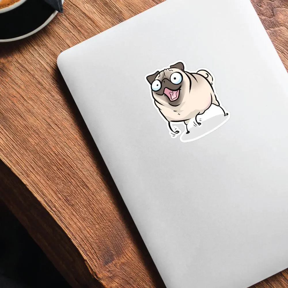 S40806# Various Sizes Funny Self-adhesive Decal White Pug Car Sticker Waterproof Auto Decors on Bumper Rear Window 3