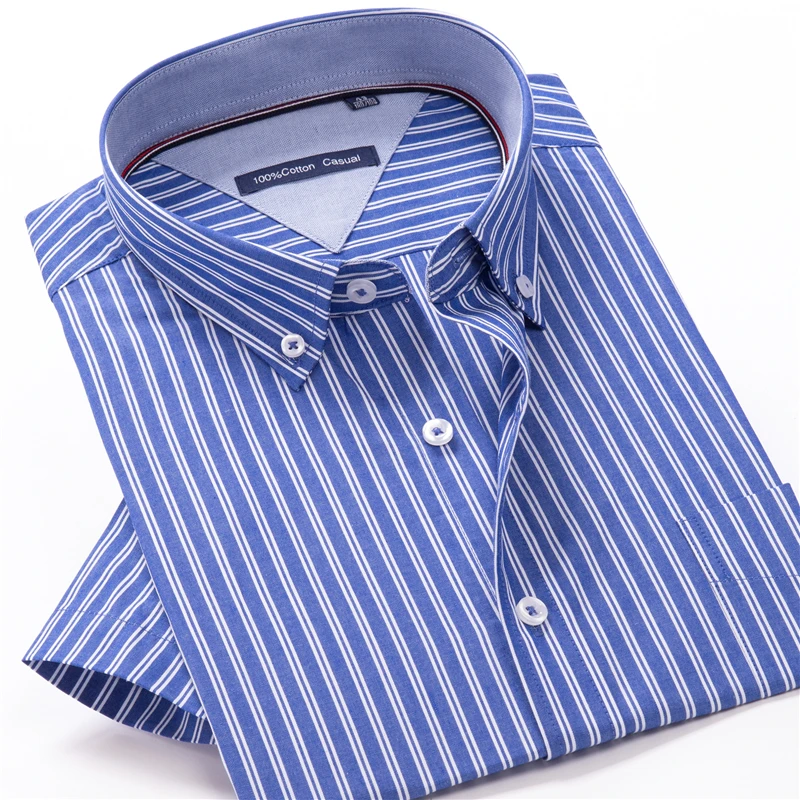 6XL 7XL 8XL 9XL 10XL Men’s Summer Fashion Striped Short Sleeve Shirt Classic Business Casual Brand Youth Loose Cotton Shirt