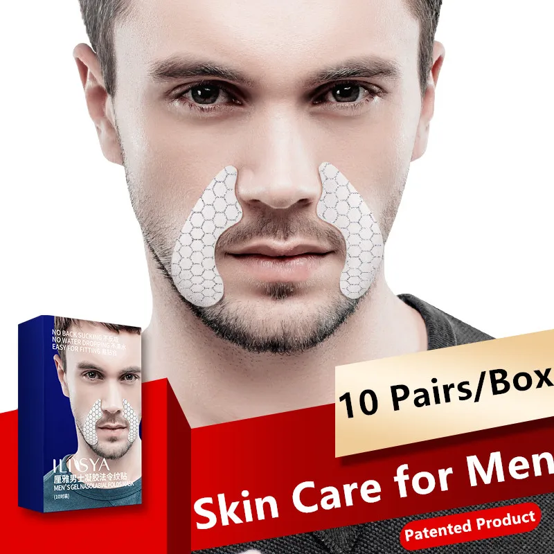 Nasolabial Folds Patch for Men Collagen Anti-wrinkle Stickers Anti-aging Moisturizing Fine Lines Removal-10 Pairs