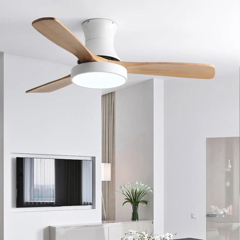 Hiện Đại Thông Minh Led Trần Có Đèn Điều Khiển Từ Xa Cho Ăn Phòng Khách Phòng Ngủ Gỗ Chắc Chắn Bắc Âu Quạt Đèn