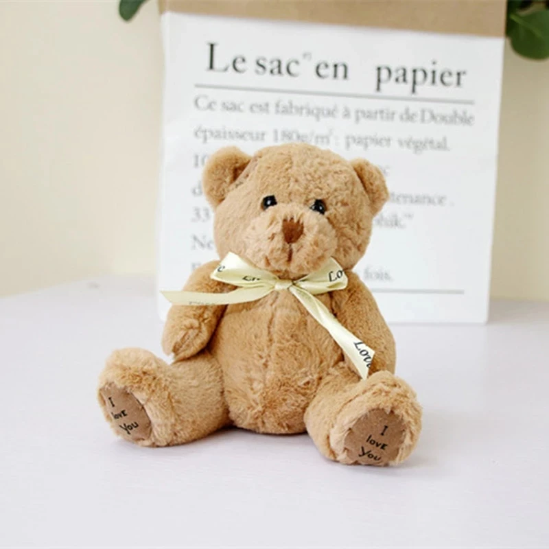 1pc 18CM Lovely Patch Bear Dolls Lovely Teddy Bear Stuffed Toy Soft Bear Baby Toy Kids Girls Birthday Brinquedos Wedding Gifts