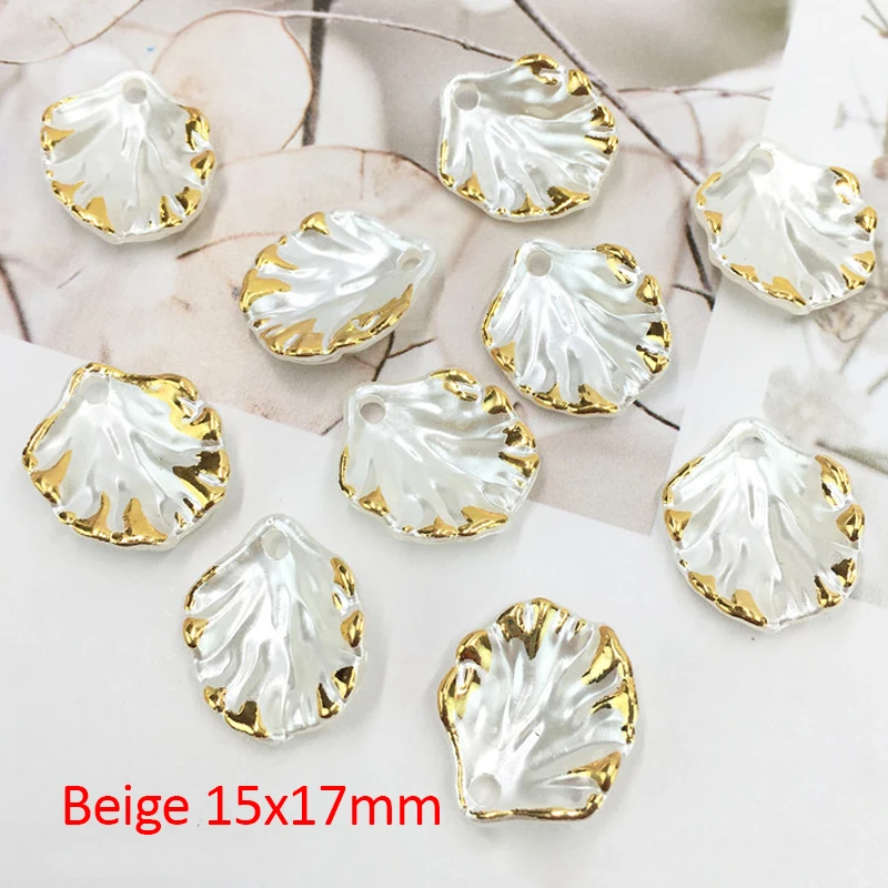 30Pcs Abs Imitatie Parel Shell Bloemblaadje Pioen Stuk Bloem Bedels Hangers Diy Oorbellen Armband Ketting Sieraden Maken Ambachten