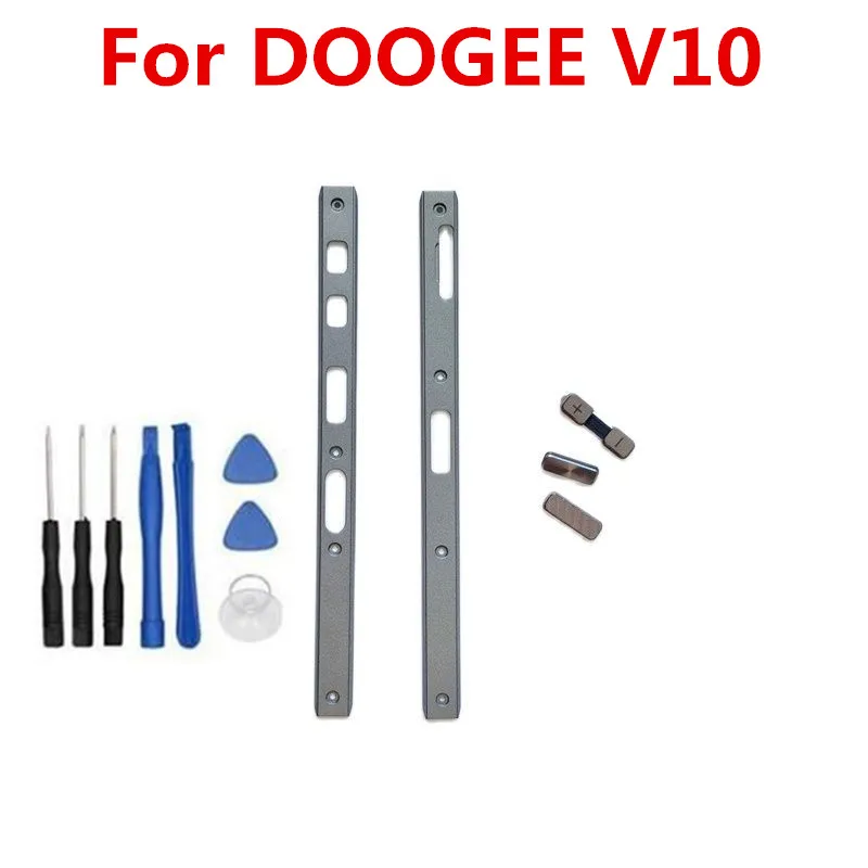 Original Doogee V10 Cell Phone Middle Side Metal Frame Housings Cover Bumper Repair Parts+Power Volume Control Button