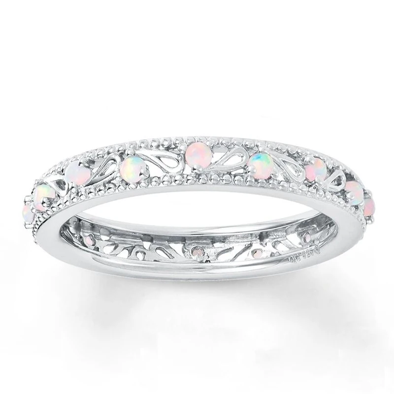 Fashion Classic Opal Ring Wedding Bands For Women Accessories Love Korean Jewelry Anniversary Gift