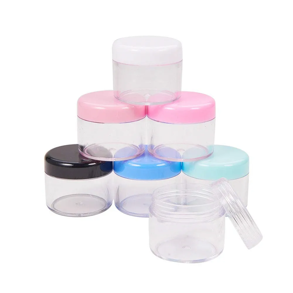 

300pcs/lot 15ml Empty Clear Plastic Sample Containers Round Cosmetic Travel Pot Jars with Screw Cap Lids for Make Up, Nails