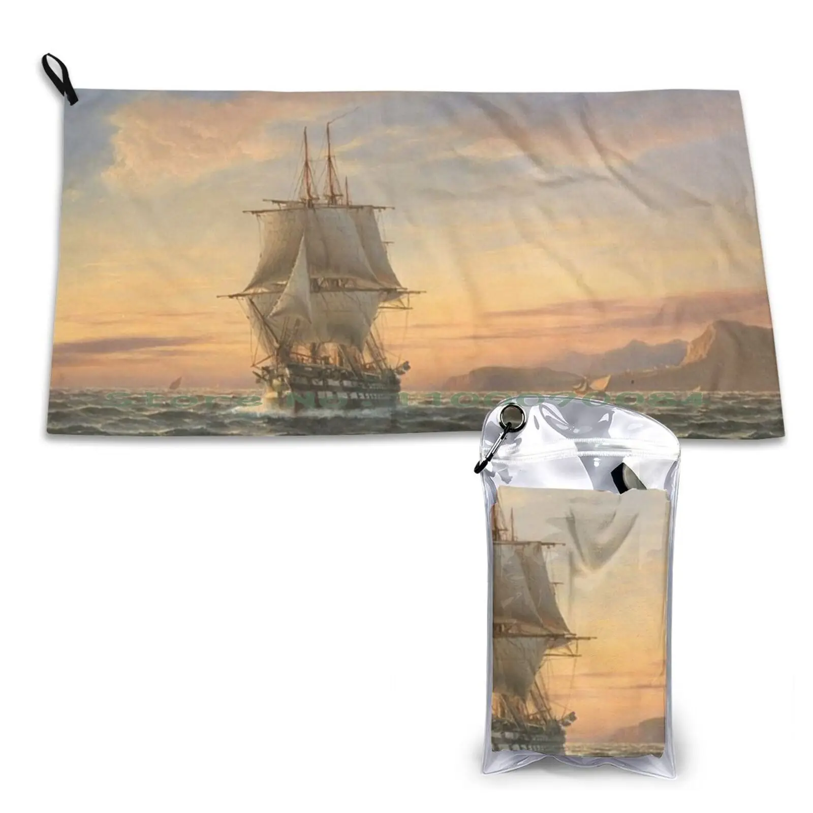 

Ship Big Sail Boat On Ocean Sunset , Oil Based Paint Quick Dry Towel Gym Sports Bath Portable William Morris Hd Vine Pattern