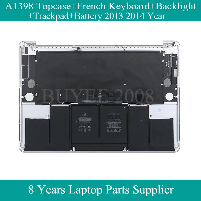 

Top Case Assembly For Macbook A1398 Topcase Azerty French Keyboard Backlight Trackpad Battery 2013 2014 Year