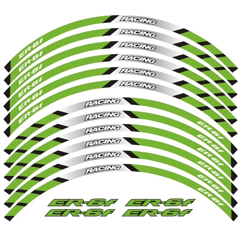 New high quality 12 Pcs Fit Motorcycle Wheel Sticker stripe Reflective  Rim For Kawasaki ER-6F