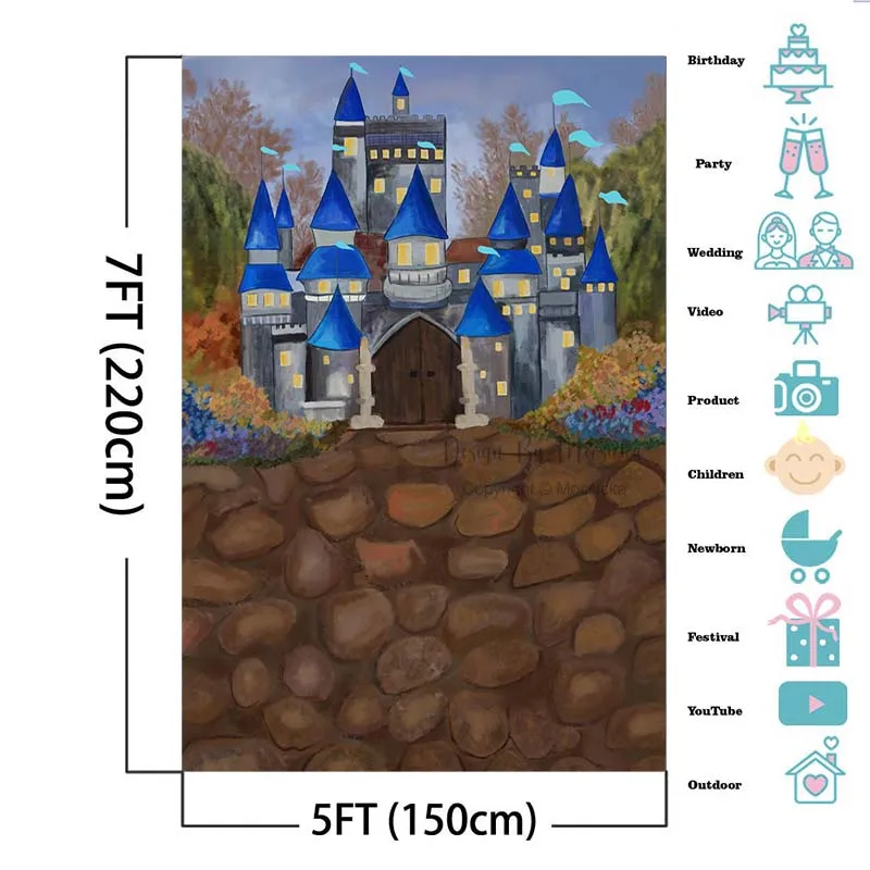 Mocsicka Schloss Steins traße Fotografie Hintergrund Wald Blumen Kind Baby Geburtstag Hintergrund Dekoration Requisiten für Fotostudio