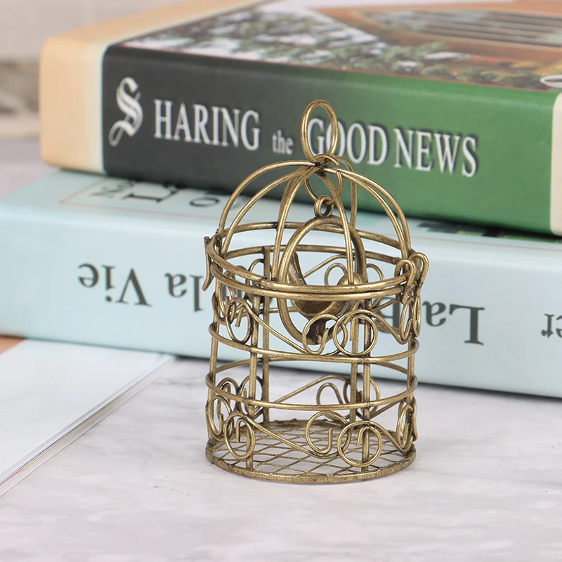 73mm*45mm 1:12 Dollhouse Miniature Furniture Metal Bird Cage For Dollhouse Decor Birdcage Size: