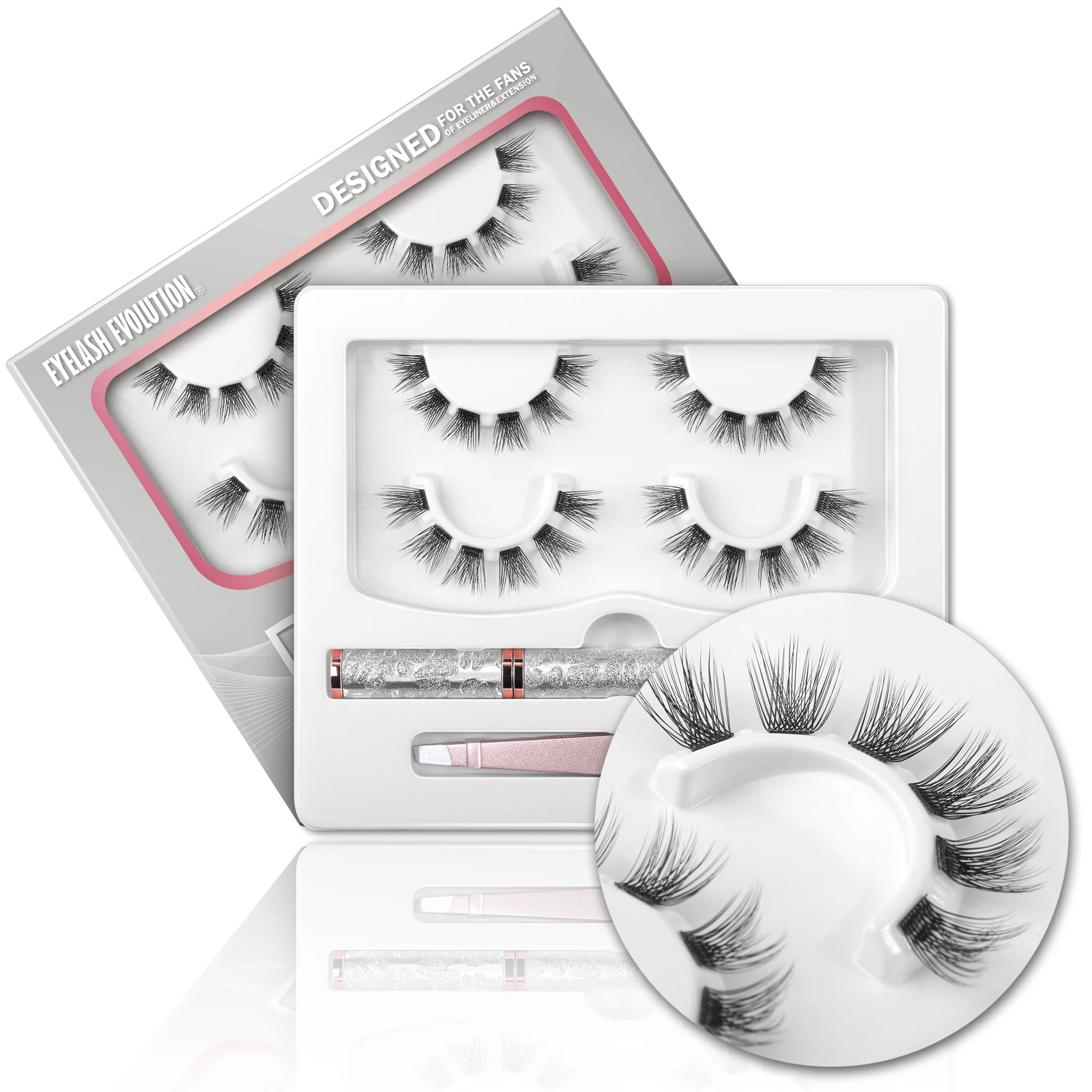 EASITENSION Cluster Eyelashes Kit Faux Cils Individuel 24 Clusters Lash Volume Segmented Eyelashes Eyeliner Kit