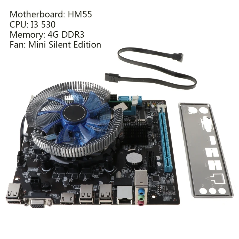 

1Set HM55 Computer Motherboard I3 I5 Lga 1156 4G Memory Fan Desktop Mainboard