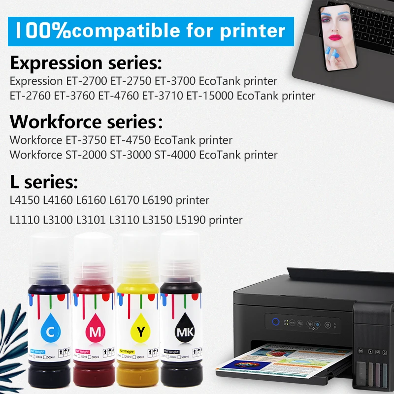 003 ET sublimation ink bottle For Epson ET2700 ET 2750 ET 3700 ET 4750 L1110 L3100 L3101 L3110 L3150 L5190 printer 70ml / bottle