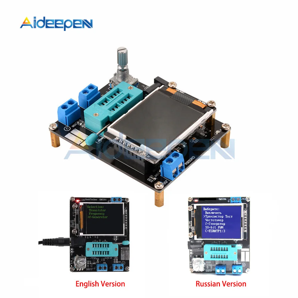 GM328A GM328B Transistor Tester LCR Diode Capacitance ESR Voltage Frequency Meter PWM English Russian Version DIY Kit