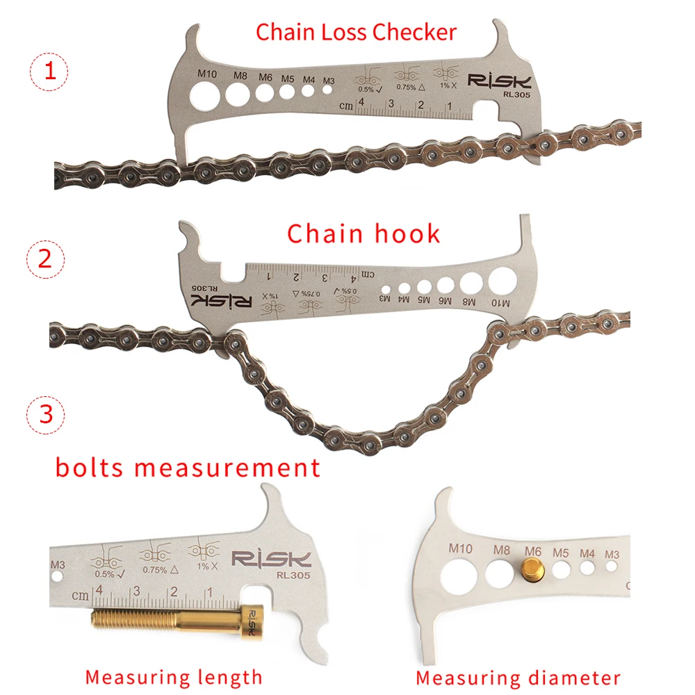 Nguy Cơ RL305 3 Trong 1 Xích Xe Đạp Mất Kiểm Tra Mặc Chỉ Số Đo Đường Núi Dây Xích Xe Đạp Móc Khóa đo Cho 8 9 10 11S