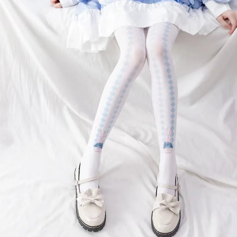 

Japanese Lolita Printing Socks Cute Pantyhose Cos Stockings Plaid Striped Pantyhose