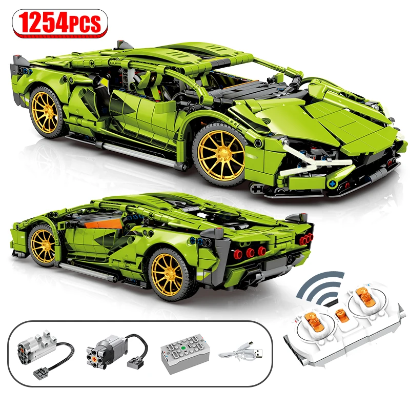 

1254Pcs City MOC RC/non-RC Super Sports Car Remote Control Racing high-tech Vehicle Building Blocks Bricks Toys For Children