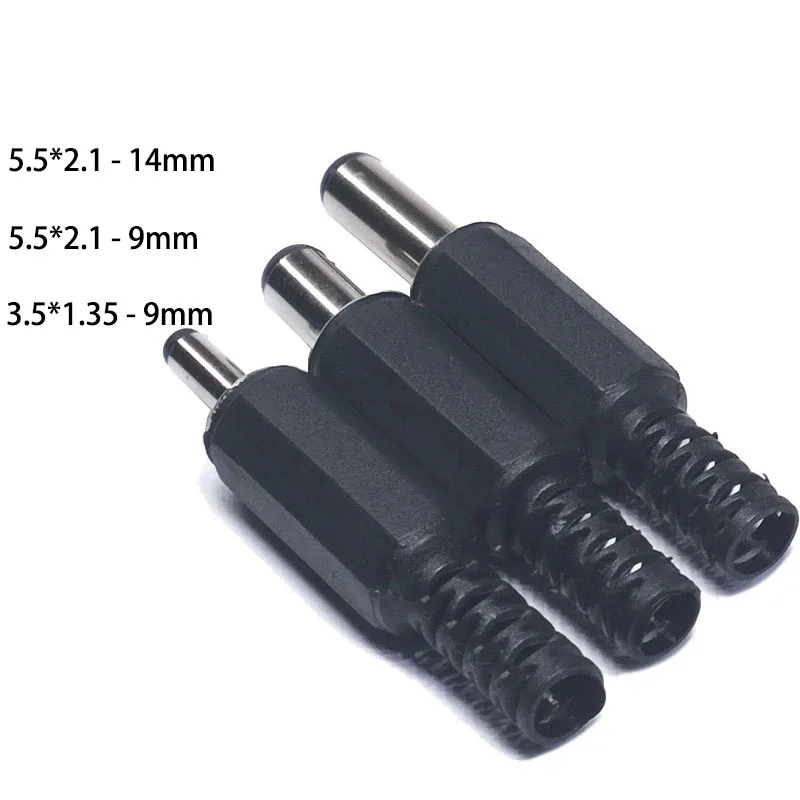 10 pcs(5 pair)male female DC 5.5*2.1/5.5*2.5mm power plug 9mm DC connector male plug female socket wire terminal adapter