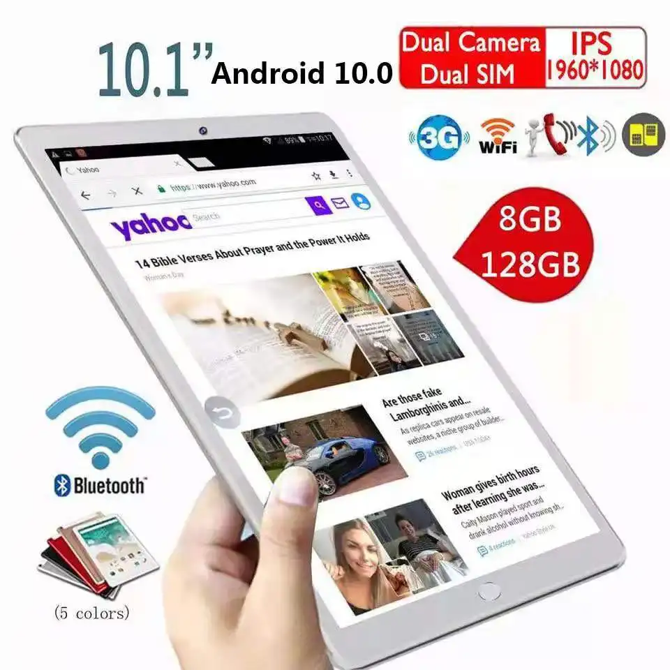 Dual card WiFi 10.1 inch Tablet PC 5000mAh Android OS 10.0 face recognition HD full screen GPS World Clock tablet