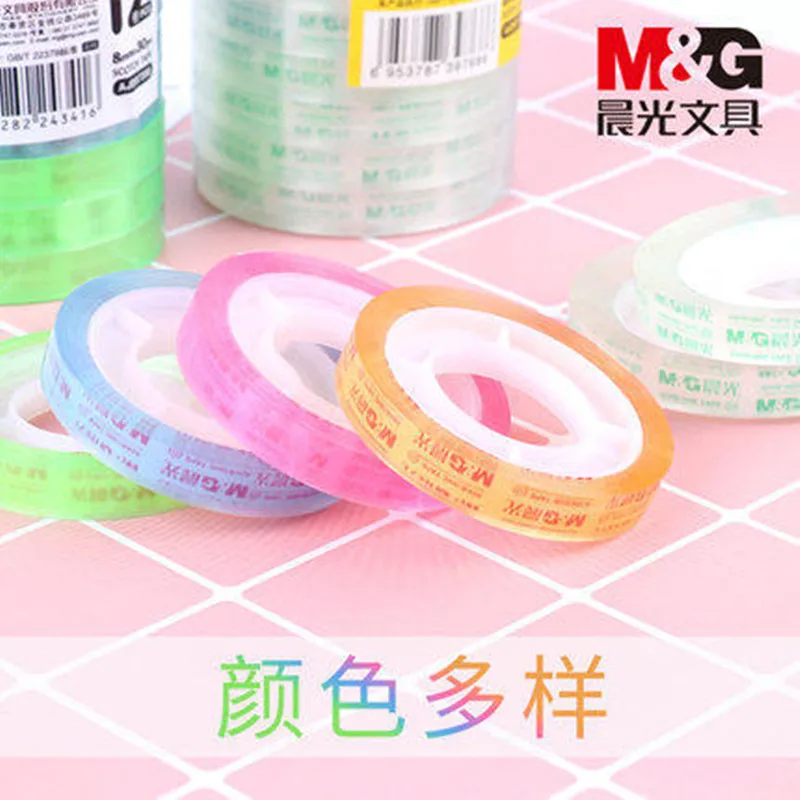 M & G 문구 테이프 소형 블록 접착제 투명 테이프, 학생용 소형 사무실, 8mm, 12mm, 18mm, 24mm 97398, 12 개/로트