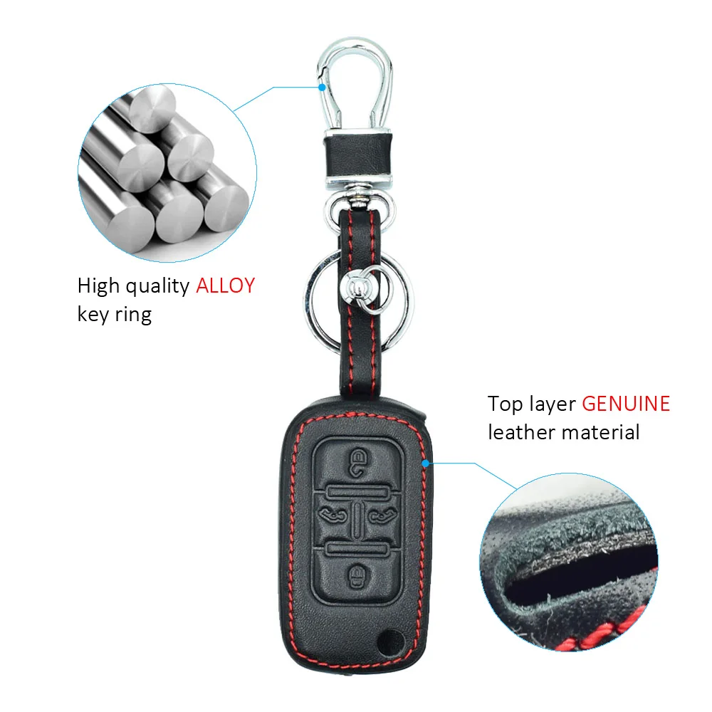 Leather Car Key Case For VW Volkswagen Multivan Sharan Crafter Seat Alhambra 4 Buttons Flip Remote Control Fobs Protector Cover