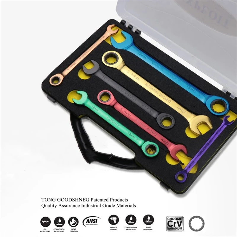 

8/10/12/13/14/17/19mm Colorful Ratchet Handle Wrench Reversible Combination Stubby Ratcheting Socket Spanner Flexible Hand Tool