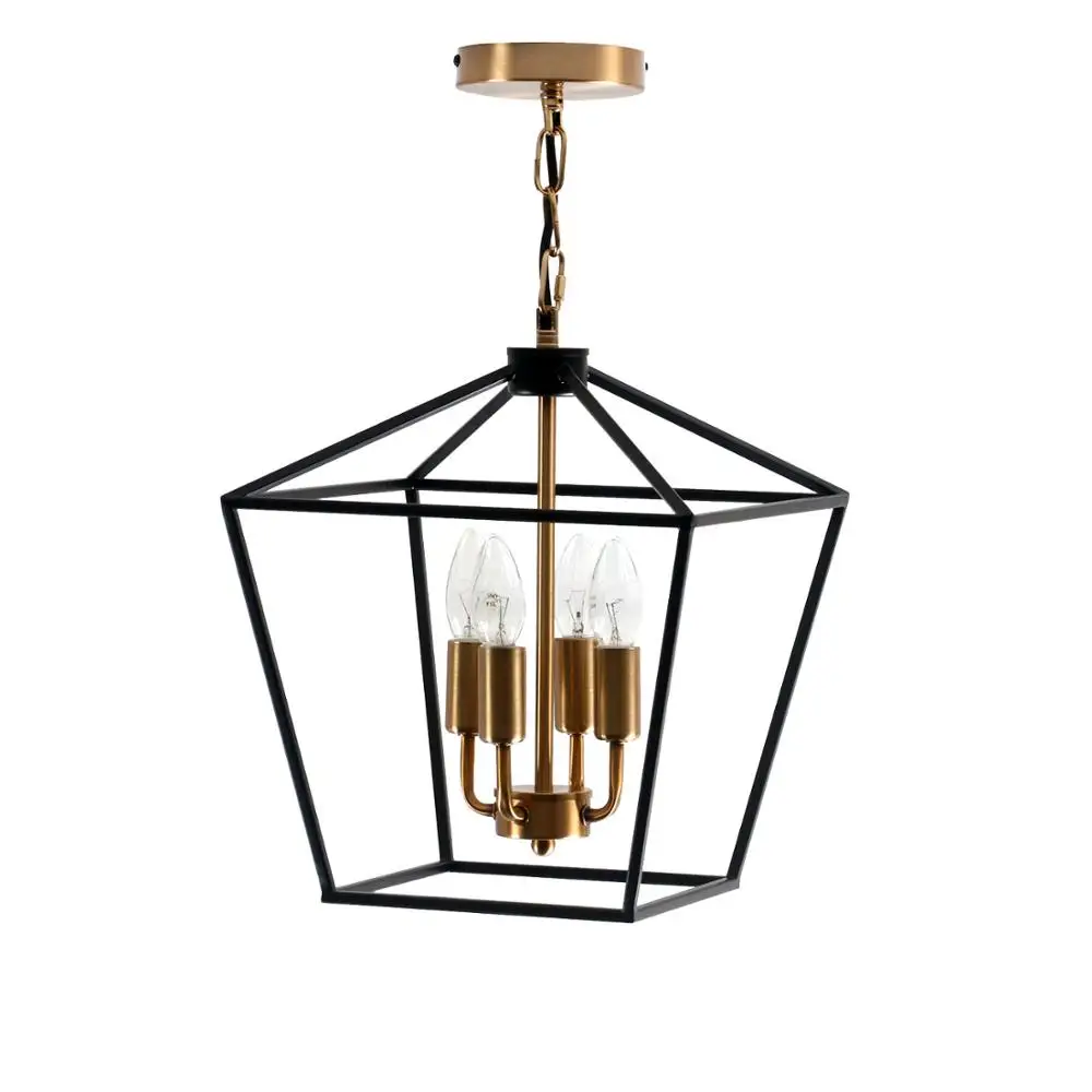 American country wrought iron chandelier living room dining room bedroom entrance retro black gold lamp fixture