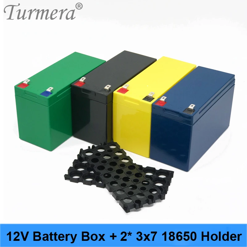 Turmera 12V 18650 Lithium Battery Storage Box with 2*3x7 Brackets for 7Ah-23Ah Uninterrupted Power Supply and E-Bike Battery Use