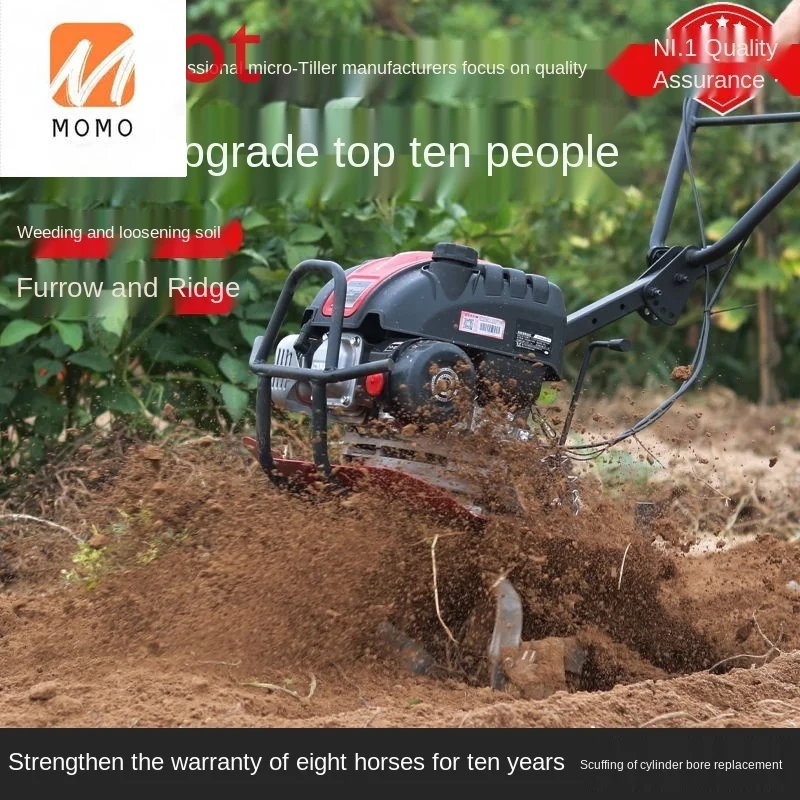 Mini Tiller Small Multi-Functional New Agricultural Ditcher Gasoline Arable Land Soil Ripper Paddy Rotary Tiller High Quality