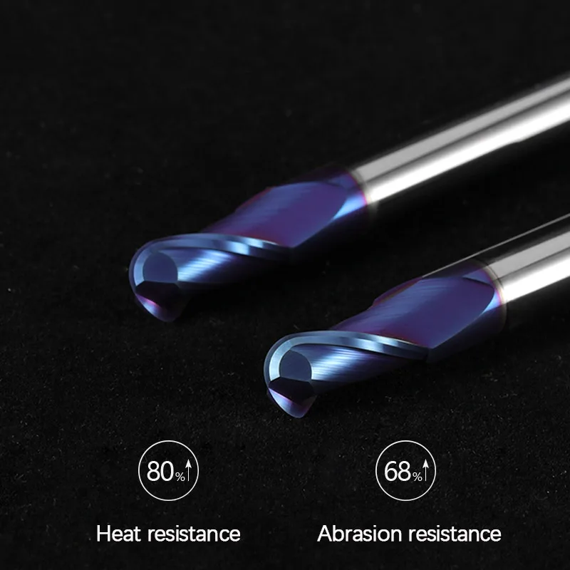 Bóng Mũi Cấp Cối Xay Hợp Kim Vonfram Cắt CNC Router Bit Cụ Xay R0.5 6 Mm 8 Mm 10 Mm HR65 2 Sáo Xay Cắt R0.5 R1 R2