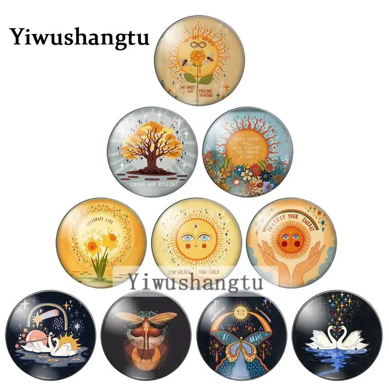 

Beautiful cartoon Sun lucky symbol painting 10mm/12mm/20mm/25mm Round photo glass cabochon demo flat back Making findings