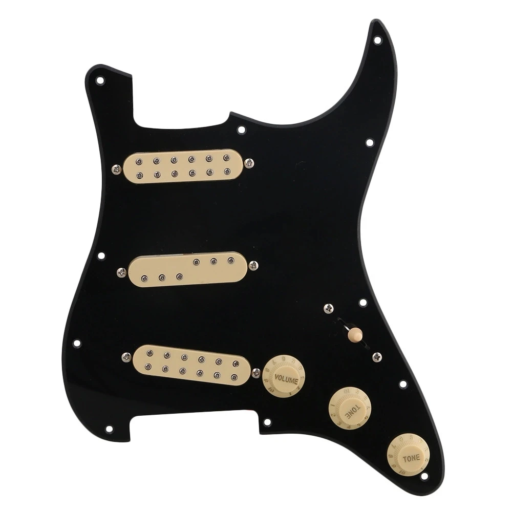 

Black PVC 11 Holes SSS Prewired Pickguard Set Pickup Knobs Switch